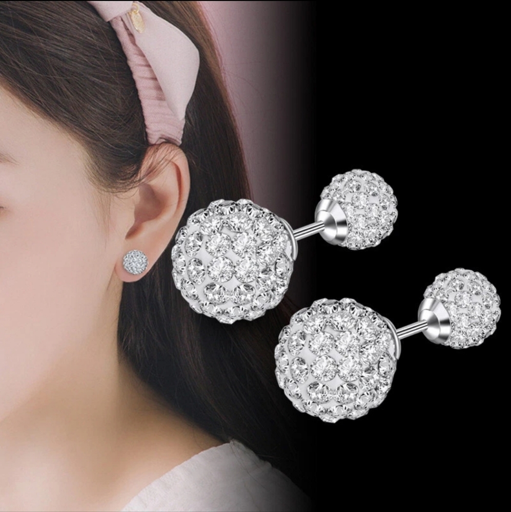 Elegant Silver Crystal Stud Earrings